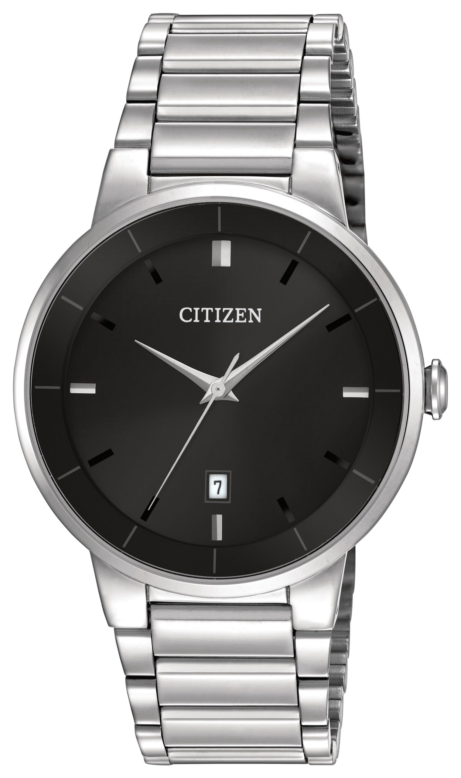 Men's Quartz Watch, Stainless Steel Case and Bracelet with Black-Tone Dial