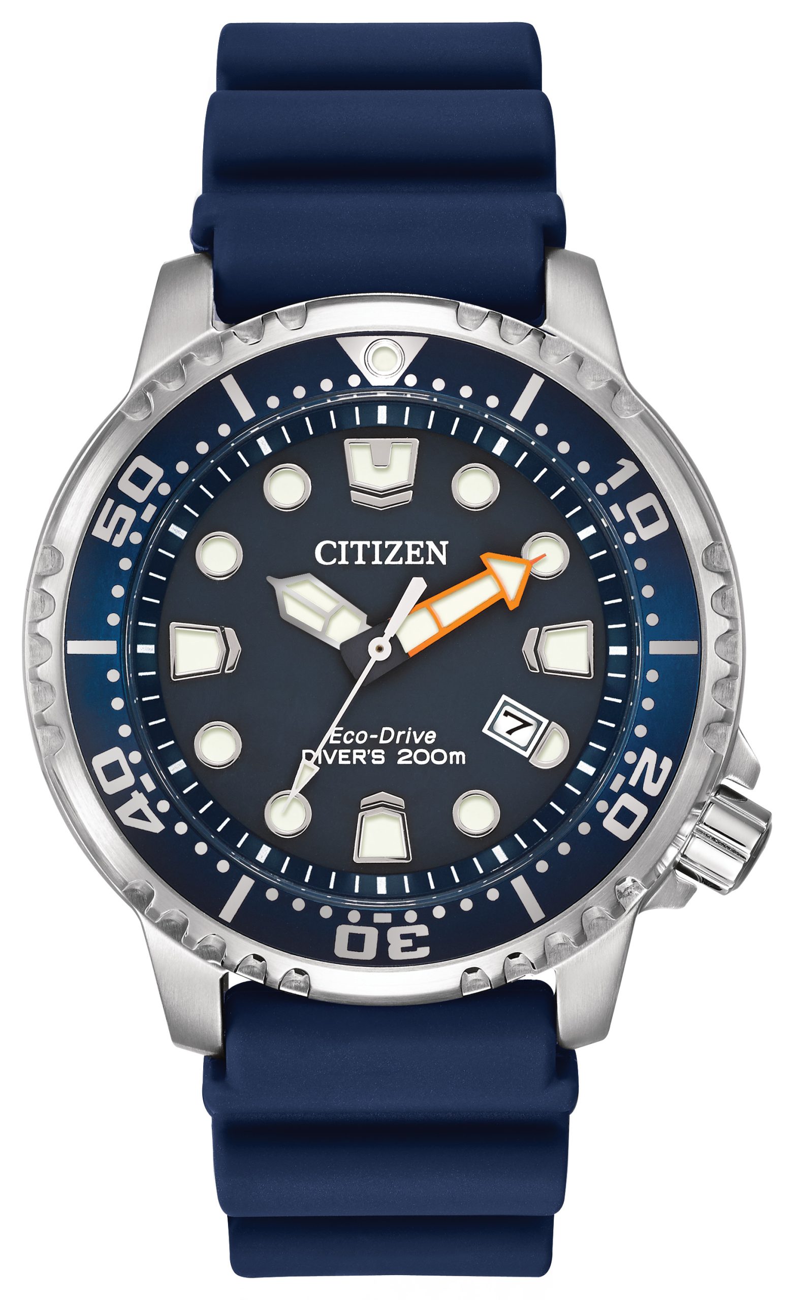 Men's Eco-Drive Promaster Professional Diver, Blue Poly Strap with Aluminum Ring Bezel
