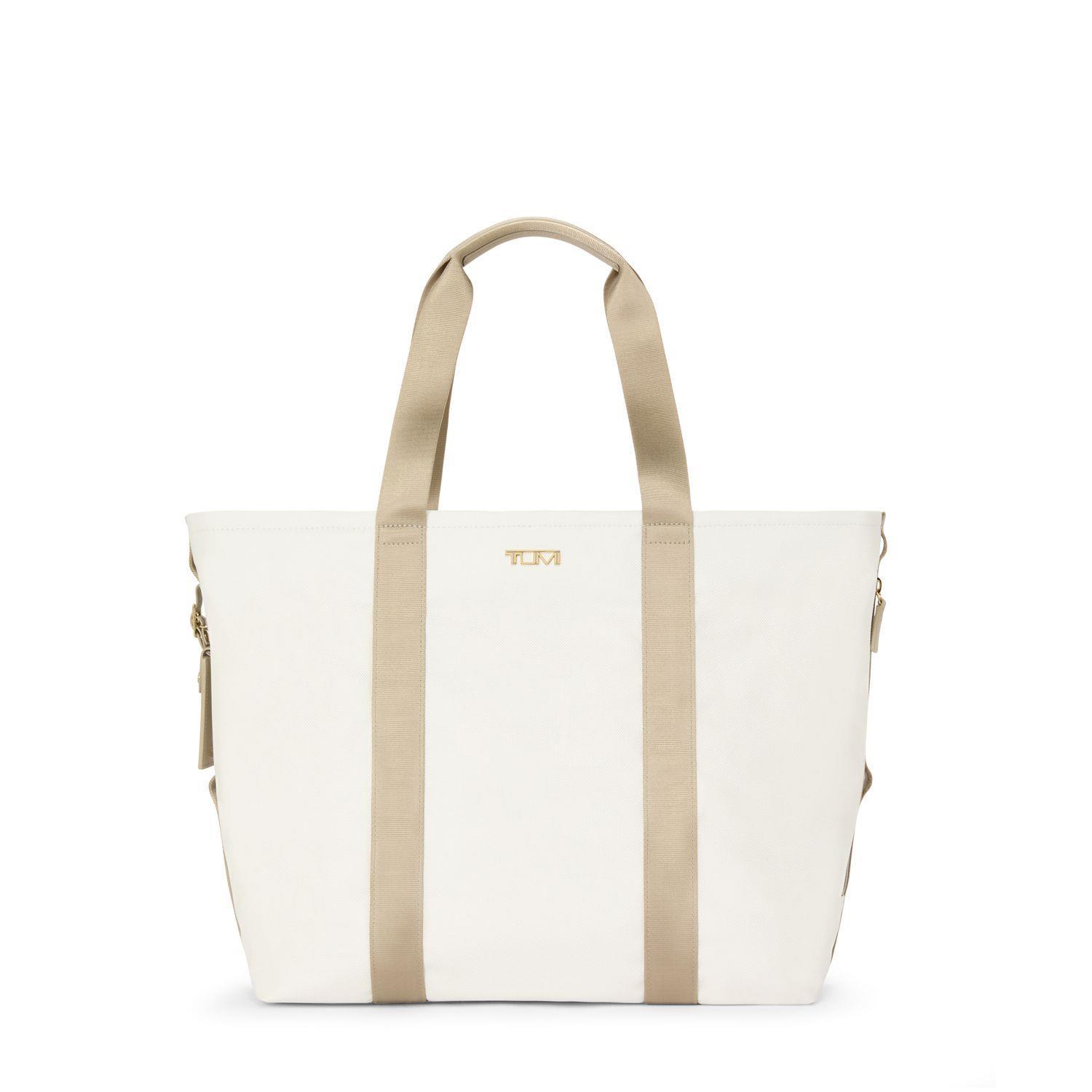 Alpha Bravo Essential Medium East West Tote- Off White/Tan